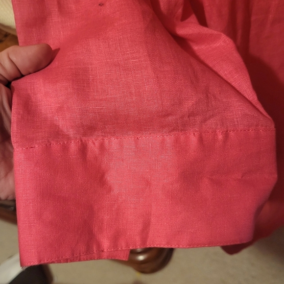 Chicos Linen Pink Button Front 3/4 Sleeve Shirt Women Size 3 (XLarge) - Picture 3 of 5